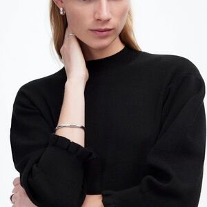 NWT Madewell Merino Wool Ruffle Mockneck Sweater in black size XS